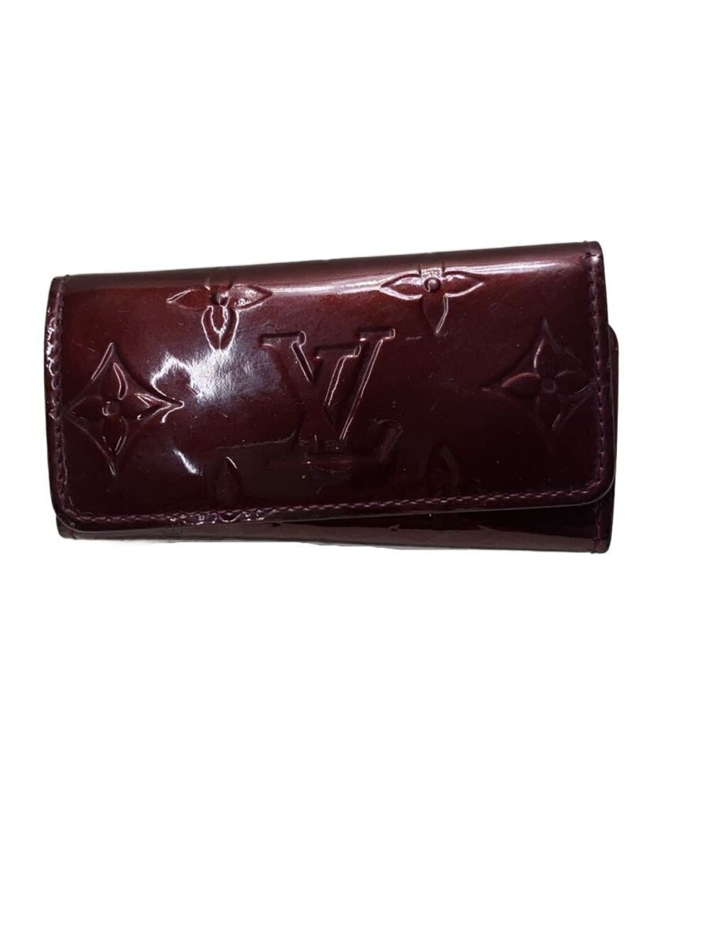 LOUIS VUITTON Key Case Wallet Enamel Bordeaux All over